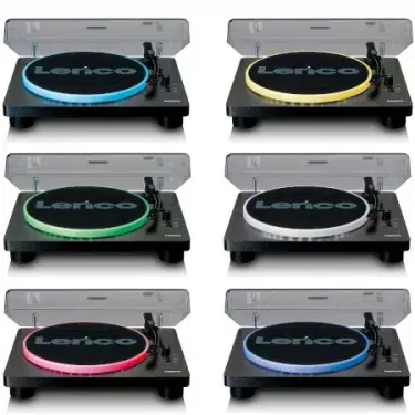 Lenco LS-50LED BK - Record Player with PC encoding, speakers and lights