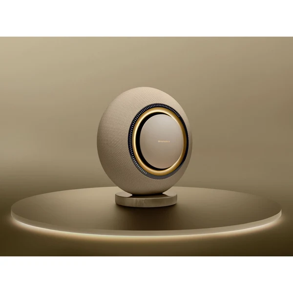 Marantz Grand Horizon Champagne wireless speaker front angled view
