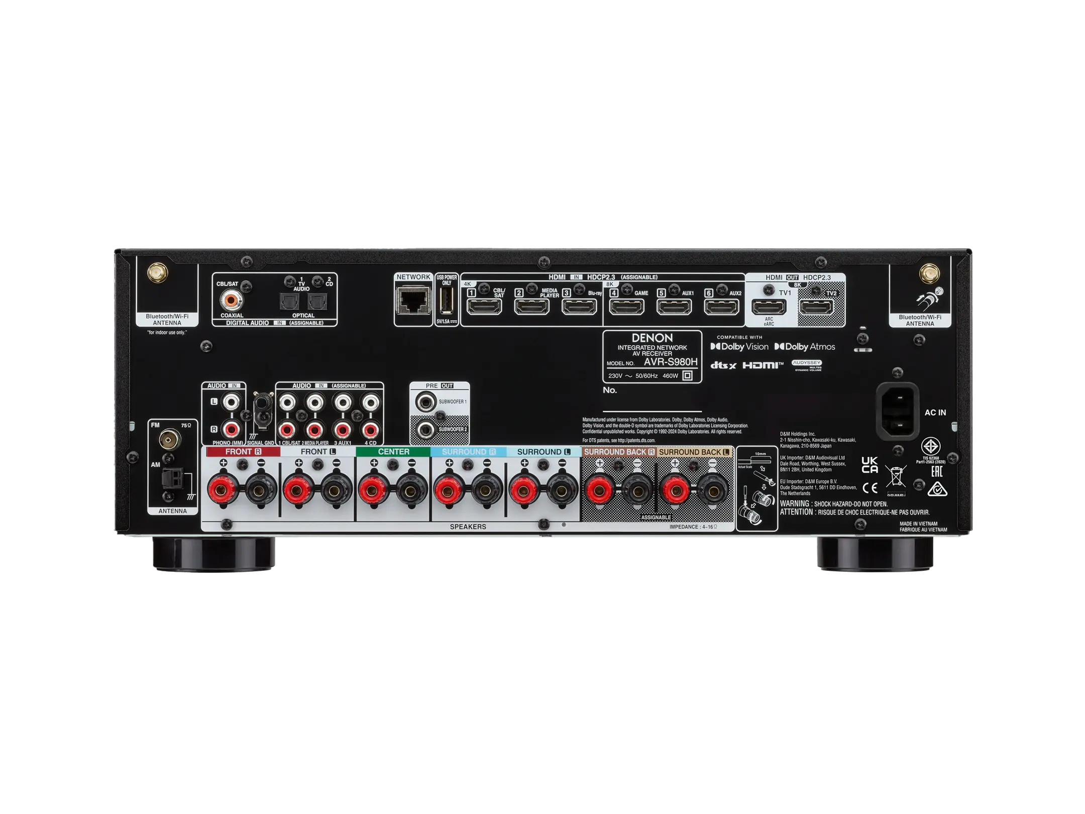 Denon AVR-S980H Rear Panel Connections