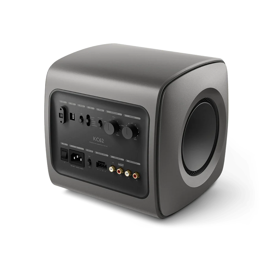 Rear amplifier panel of KEF KC62 subwoofer