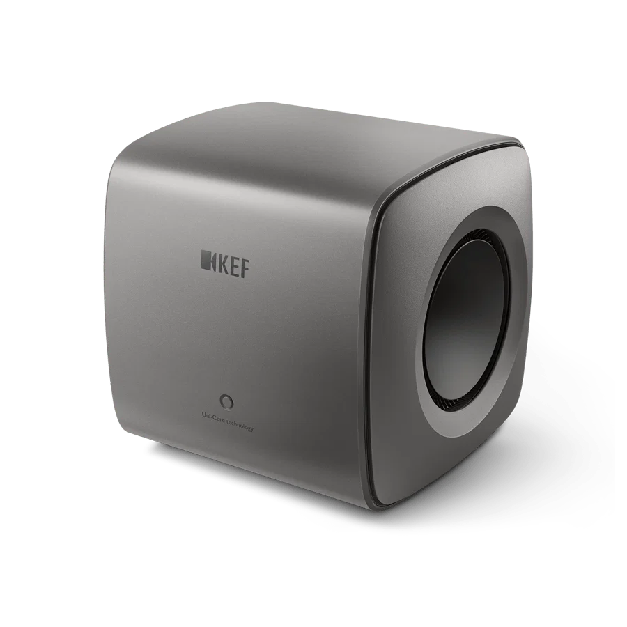 KEF KC62 subwoofer placed in a home theatre setup
