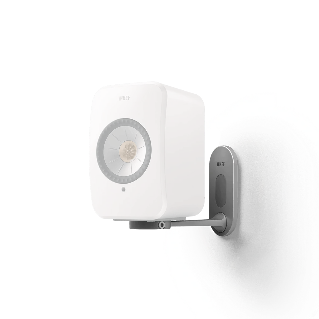 KEF B1 Wall Bracket Silver mounted with LSX II speakers