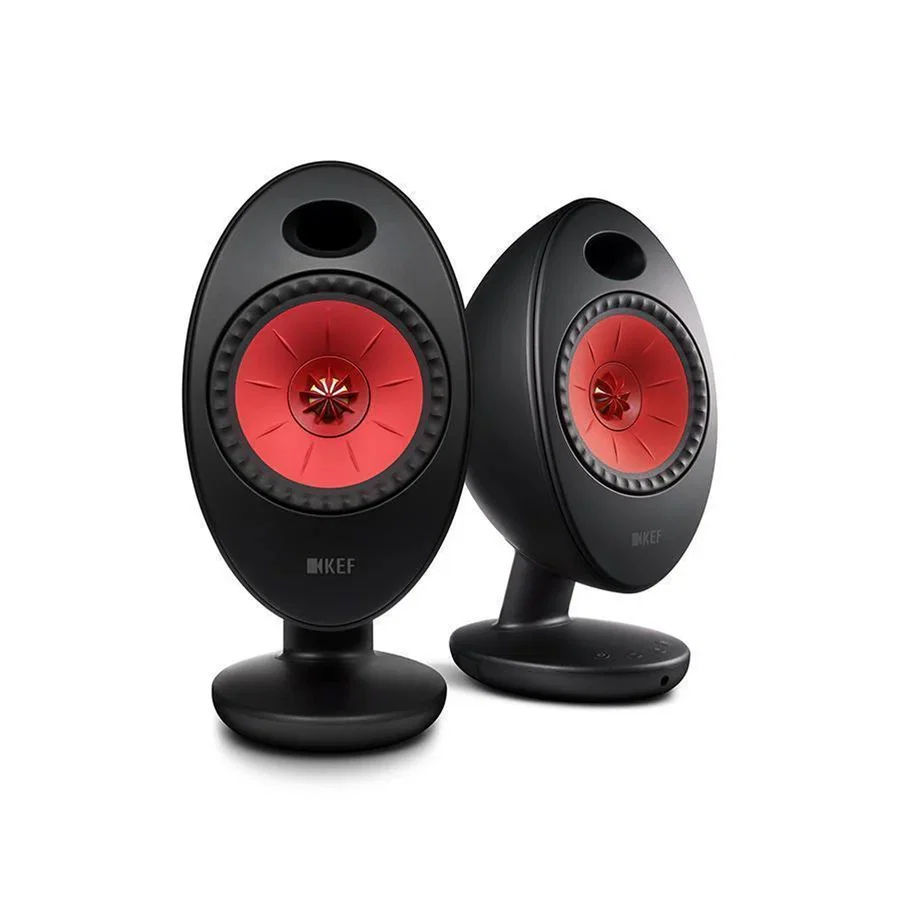 KEF EGG Duo wireless powered speakers pair in Black front view