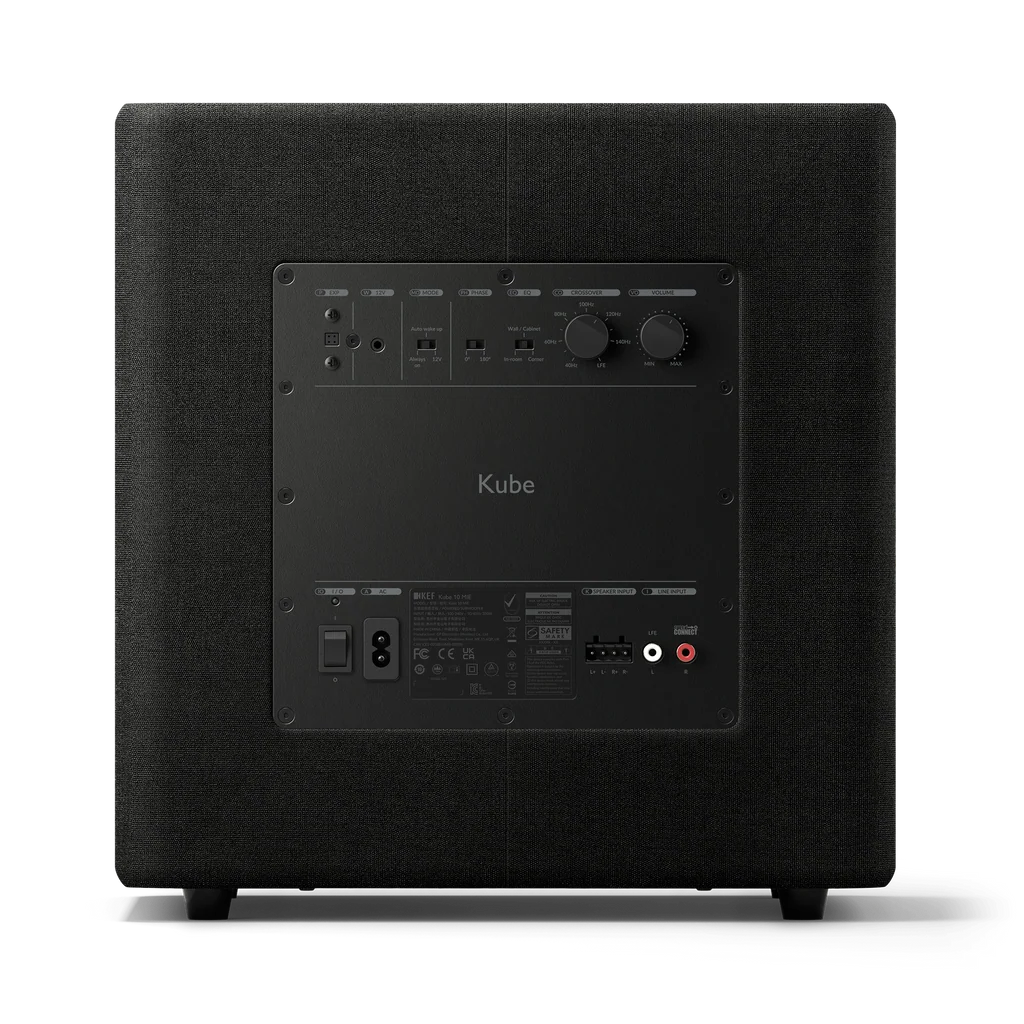 Rear connection panel of KEF Kube 10 MIE subwoofer Black