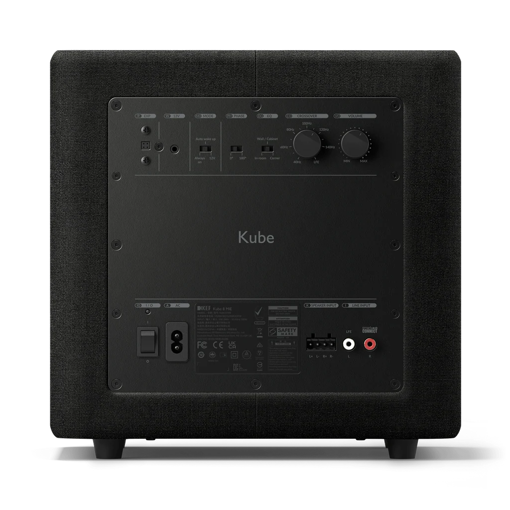 Rear connection panel of KEF Kube 8 MIE subwoofer Black