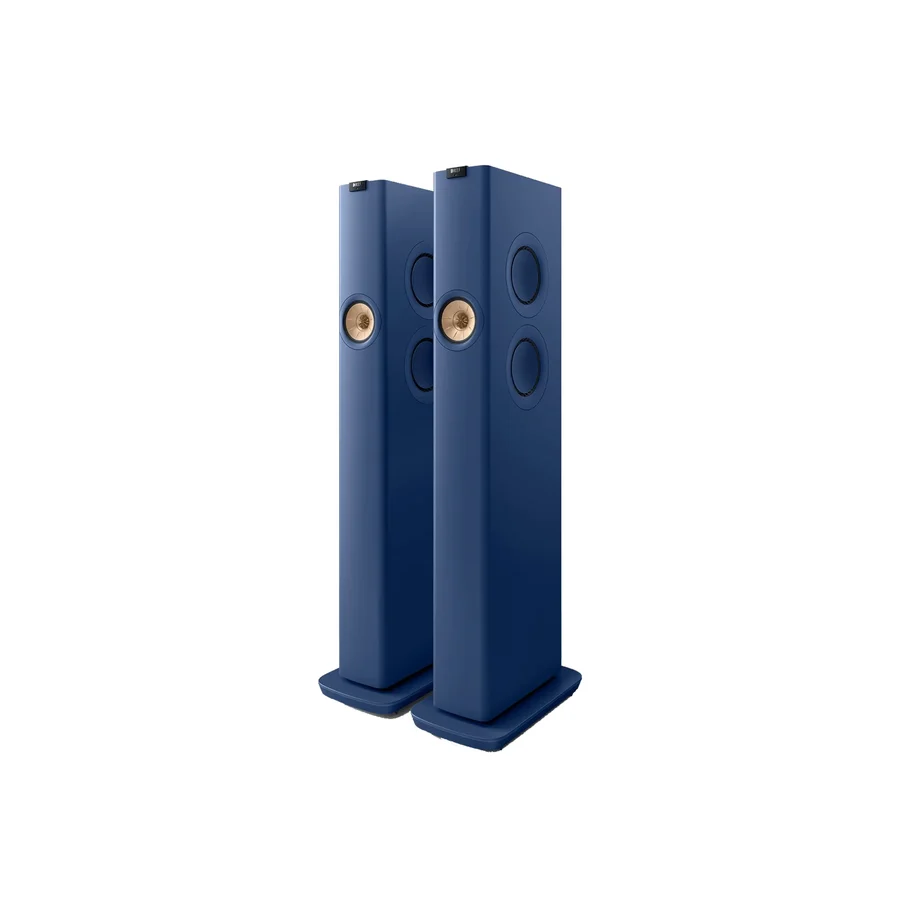 Side profile of KEF LS60 Wireless floorstanding speaker Royal Blue