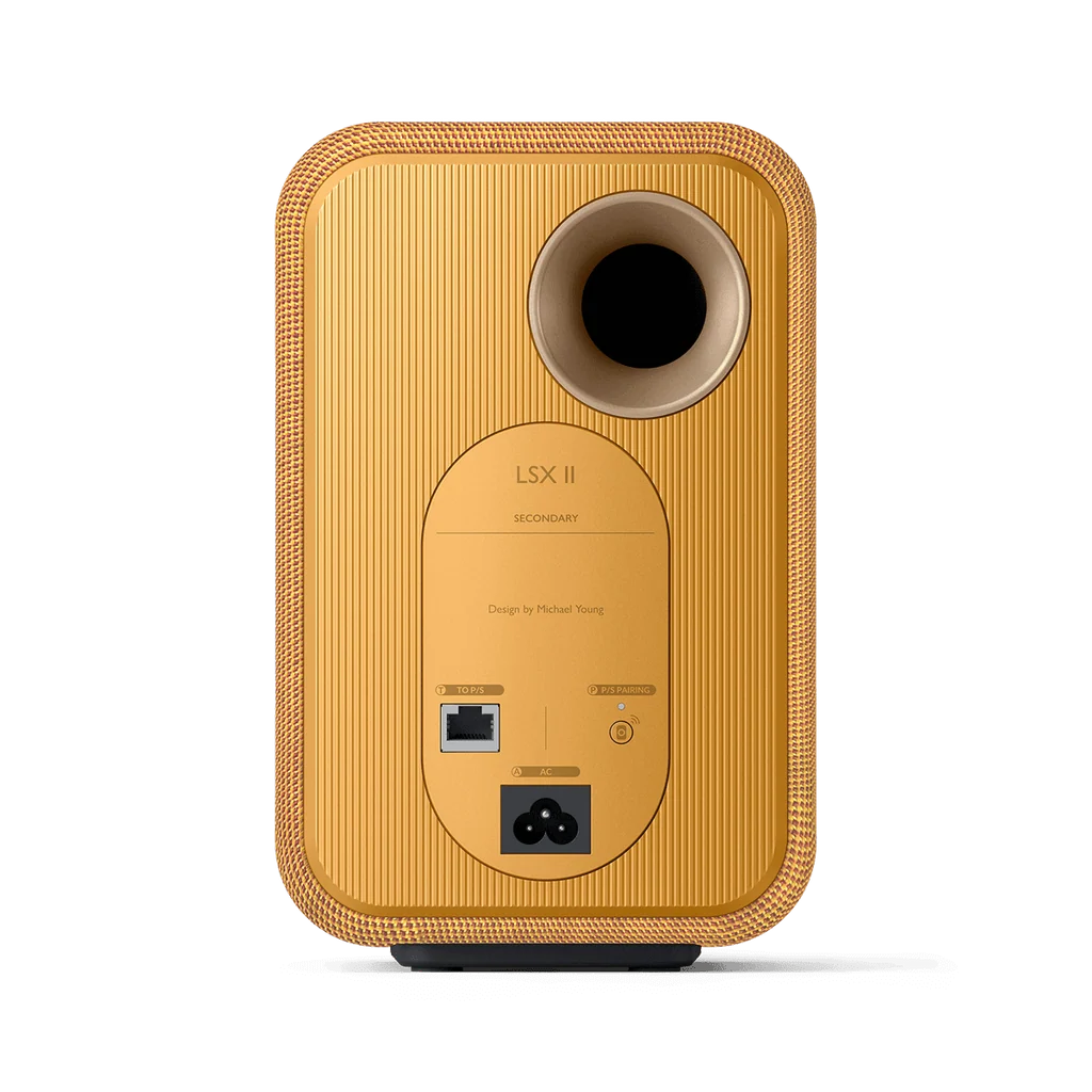Rear connection panel of KEF LSX II speaker Amber Haze