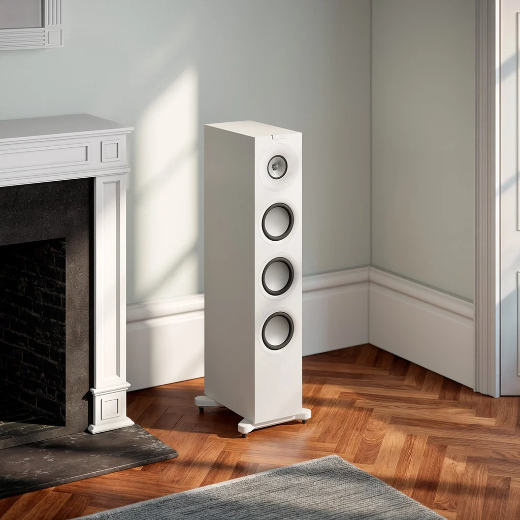 KEF Q11 Meta Satin White speakers in a home theatre setup
