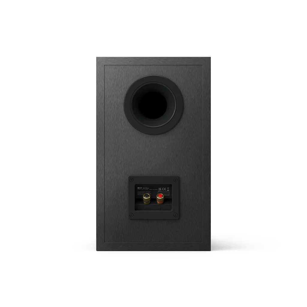 Rear terminal panel of KEF Q3 Meta speaker in Satin Black