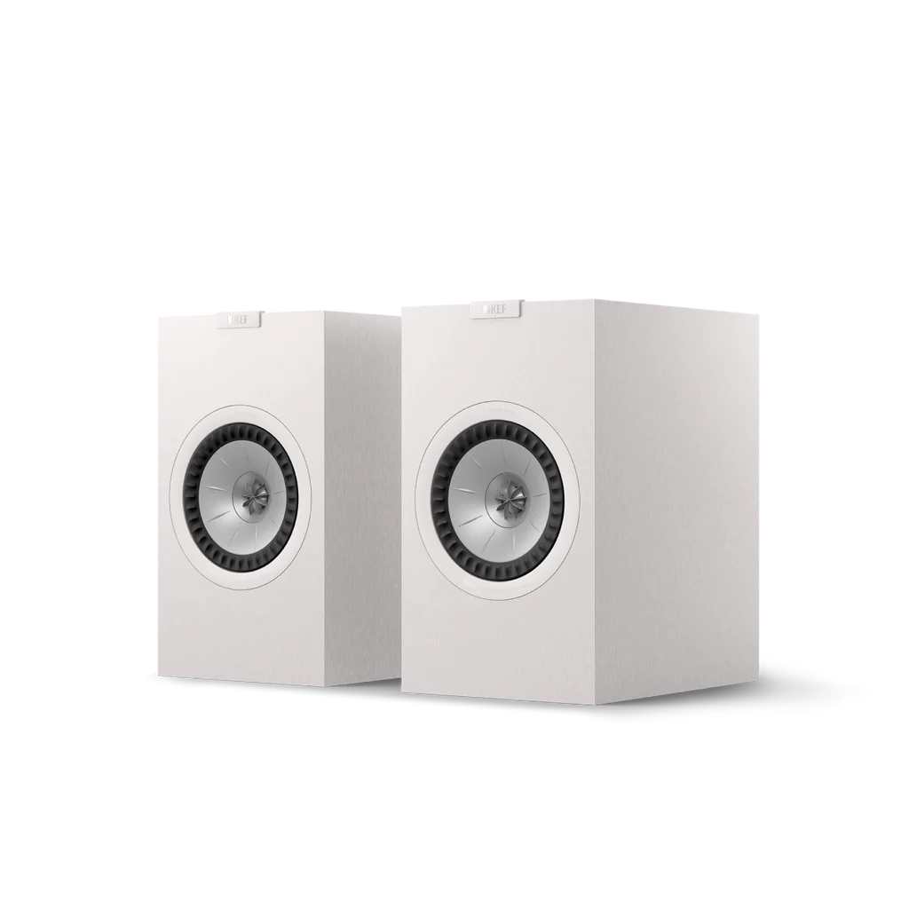 KEF Q3 Meta Satin White speakers in a living room setup