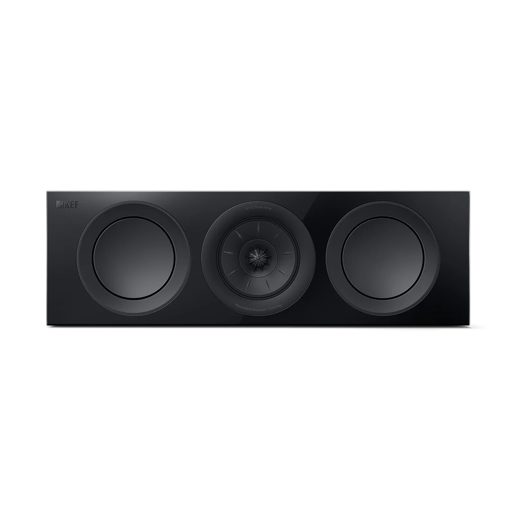 KEF R2 Meta compact centre channel speaker in Black Gloss front view