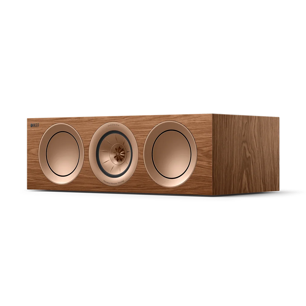KEF R2 Meta compact centre channel speaker in Walnut finish