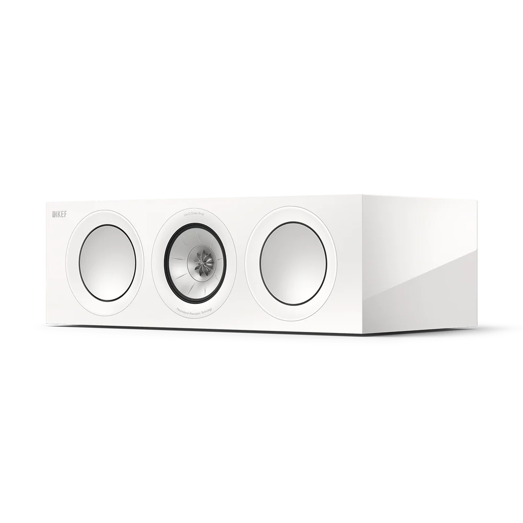KEF R2 Meta compact centre channel speaker in White Gloss front view