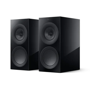 KEF R3 Meta bookshelf speakers in Black Gloss front view