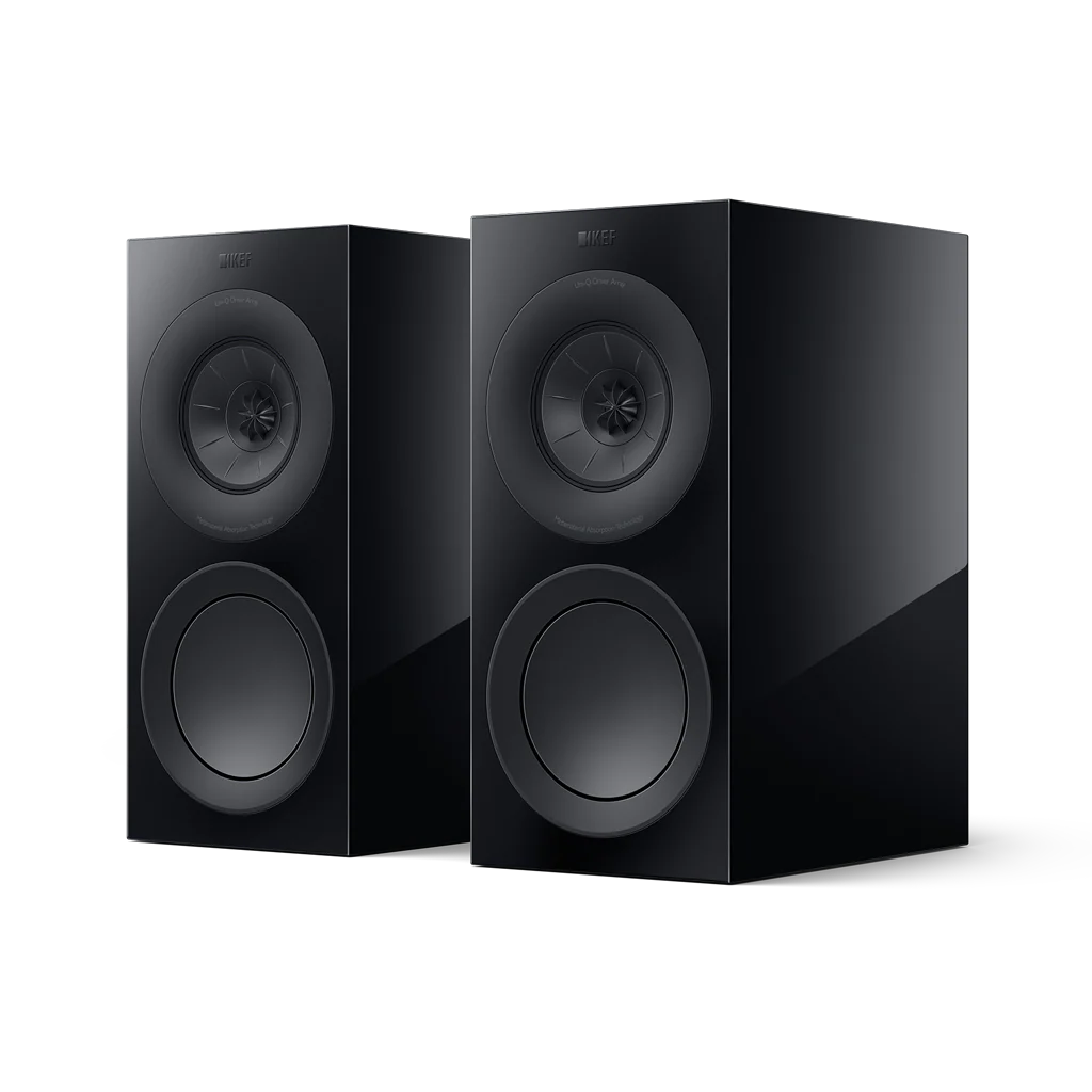 KEF R3 Meta bookshelf speakers in Black Gloss front view