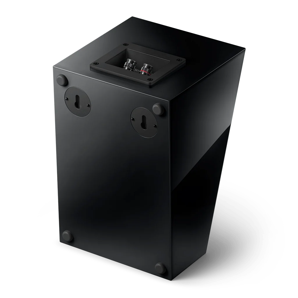 Rear wall mount detail of KEF R8 Meta speaker Black Gloss
