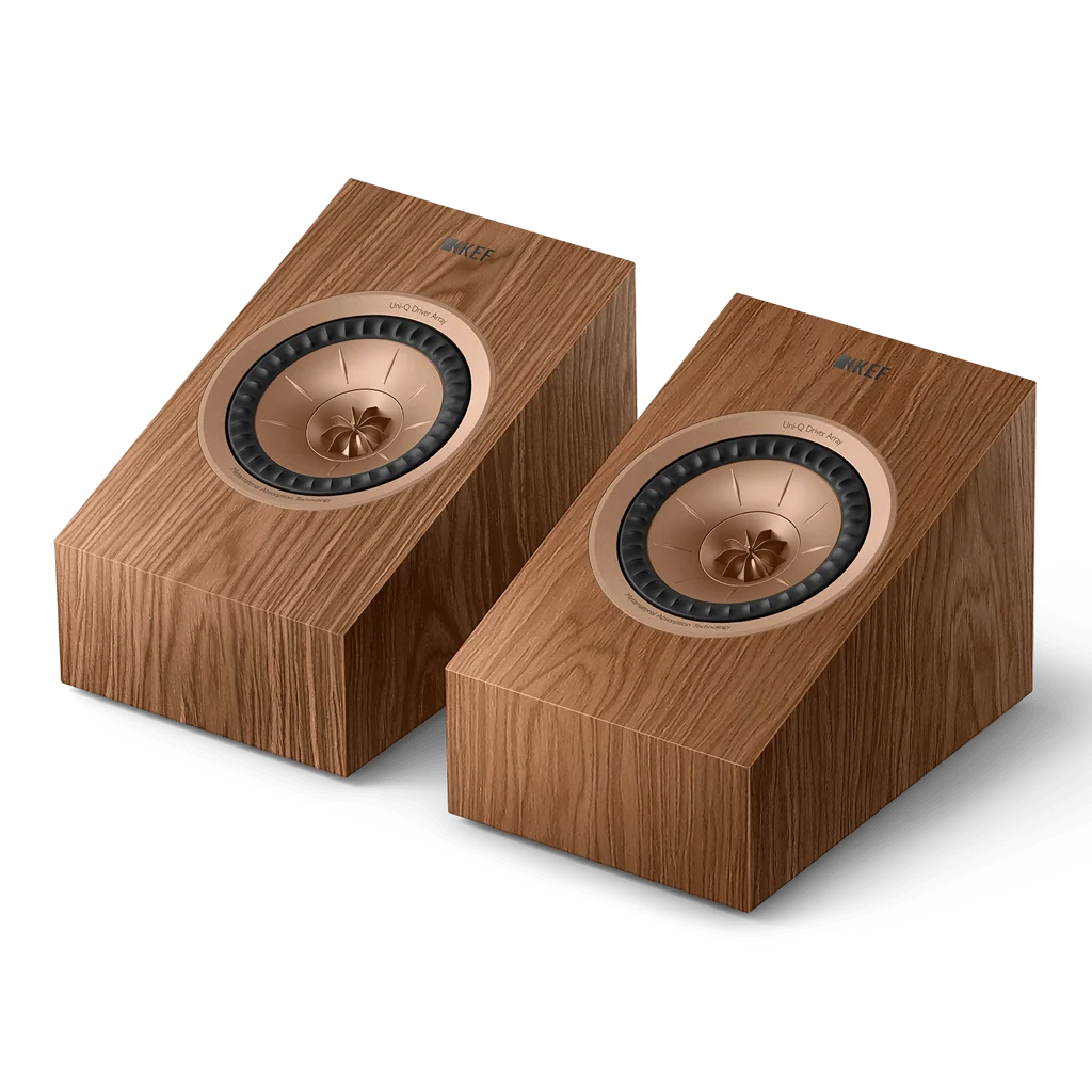 KEF R8 Meta Dolby Atmos speaker pair in Walnut finish