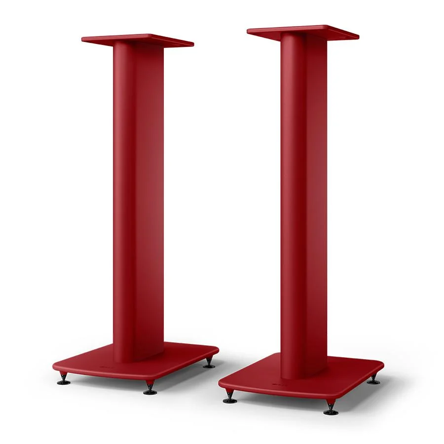 KEF S2 Floor Stands pair in Crimson Red front view