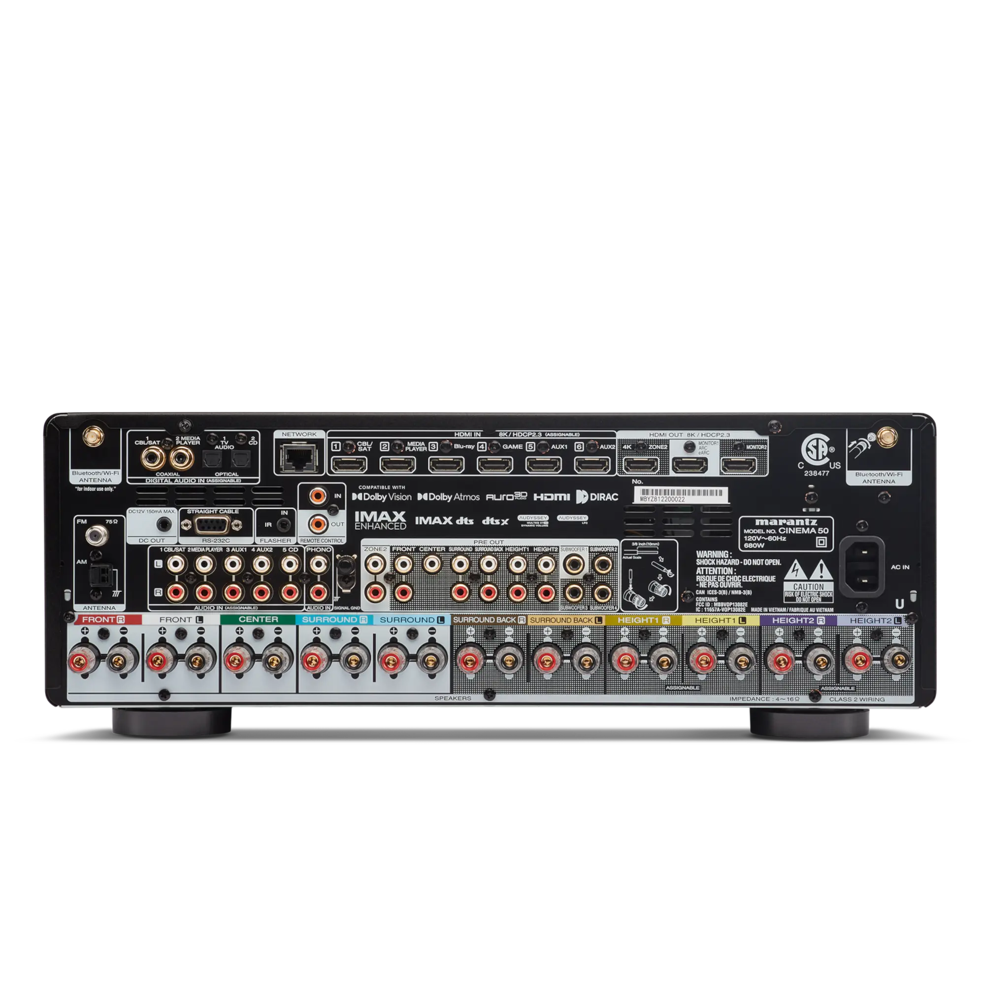 Marantz CINEMA 50 Silver receiver rear HDMI connections panel