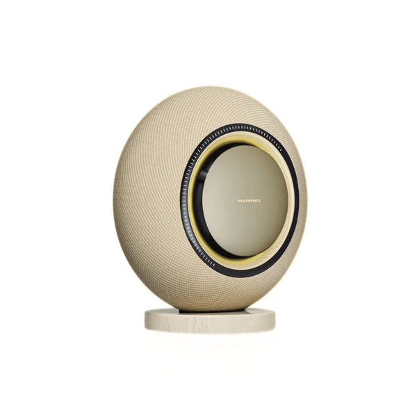 Marantz Grand Horizon Champagne wireless speaker in home setting