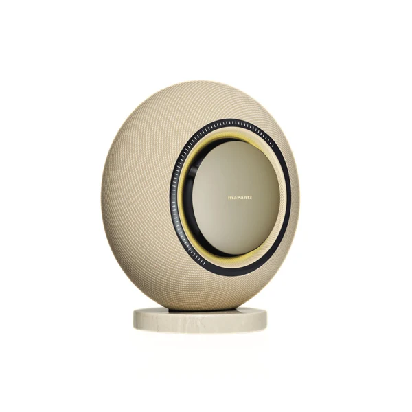 Marantz Horizon Champagne wireless speaker front angled view