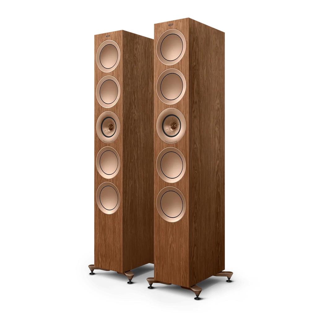 KEF R11 Meta floorstanding speakers in Walnut finish