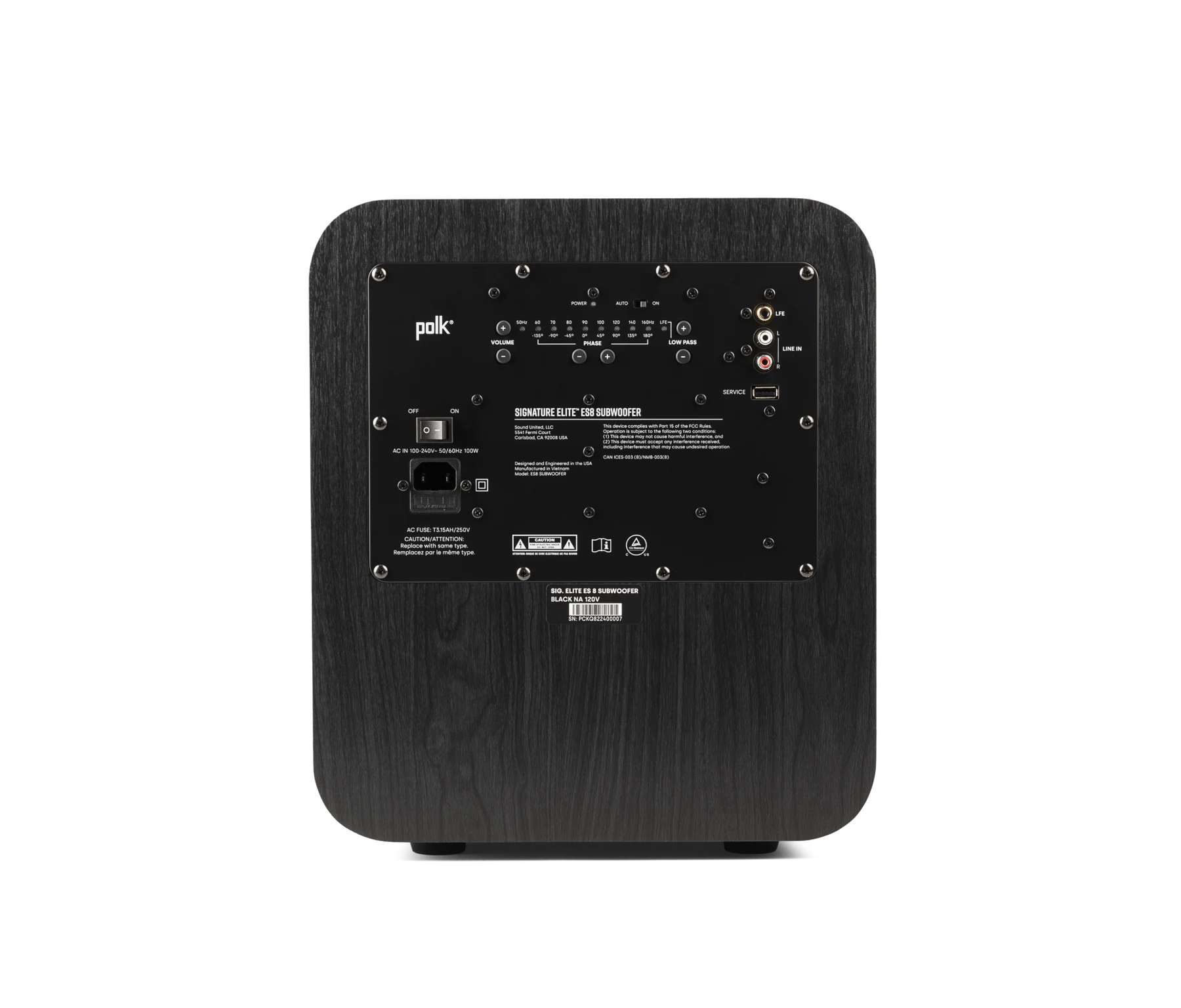 REAR Polk Signature Elite ES8 Black Powered Subwoofer