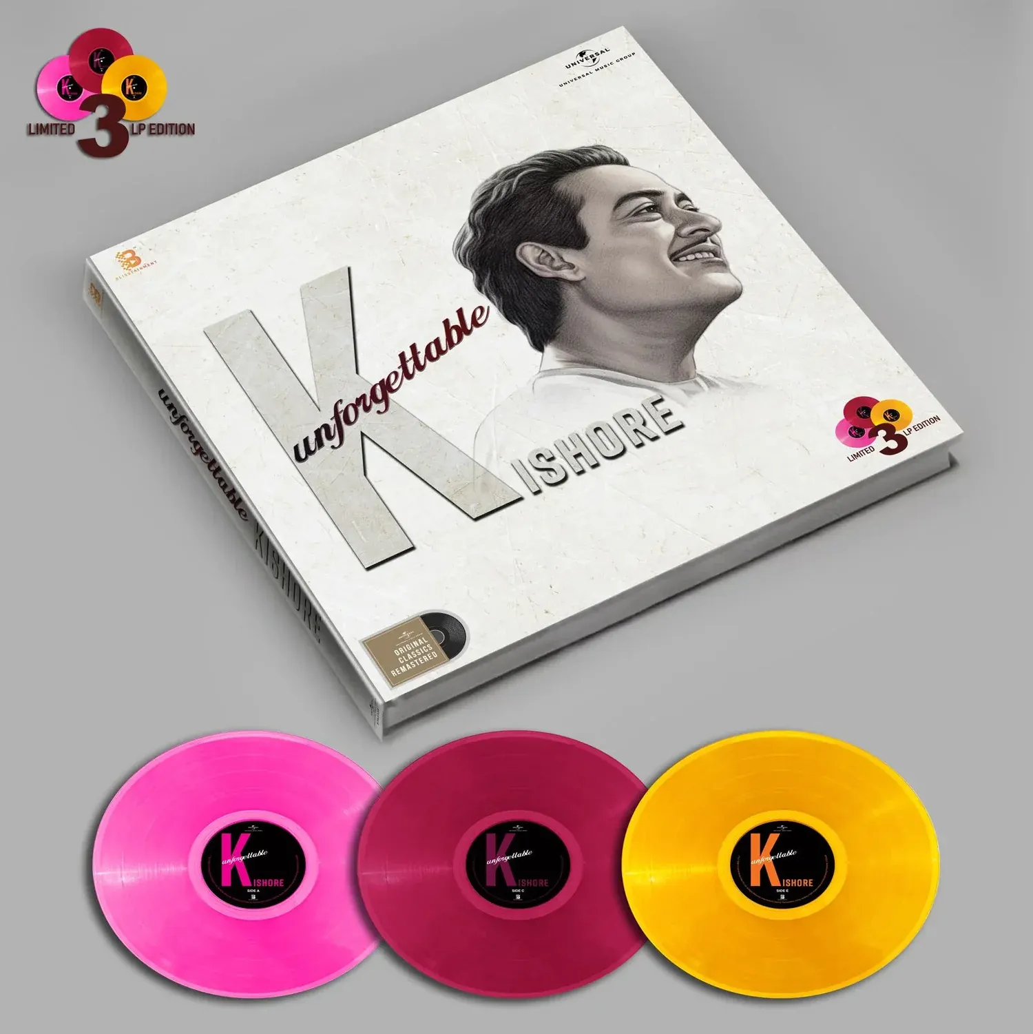 Kishore Kumar Unforgettable 3LP Coloured Vinyl Record